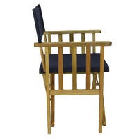 directors timber folding deck chair side outdoor slats polyester navy