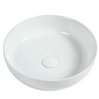 Zumi Above Counter Round Basin + Ceramic Pop-up Waste 365mm x 105mm Gloss White Bacino Z3737GW