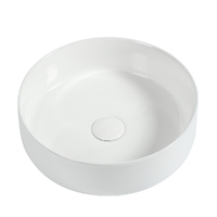 Zumi Above Counter Basin + Ceramic Pop-up Waste Round 360mm x 120mm Gloss White Beta Z3535GW