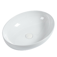 Zumi Above Counter Basin + Ceramic Pop-up Waste Round 520mm x 400mm Gloss White Beta Z5239GW