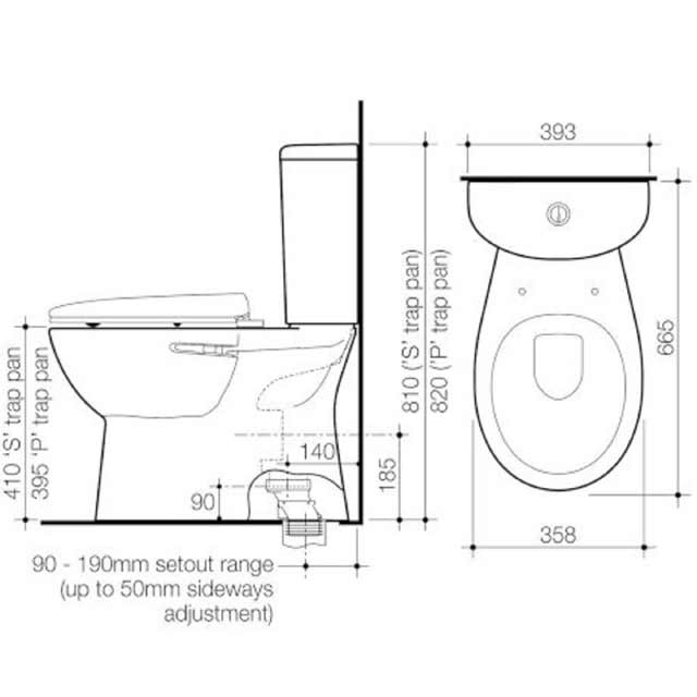 Caroma Cameo Close Coupled Suite With Orbital Connector Bottom Inlet ...