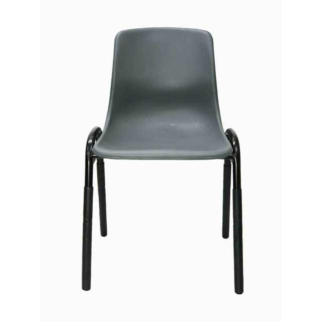 Plastic Metal Stacking Chair For School Hall Site Office Dark Grey 