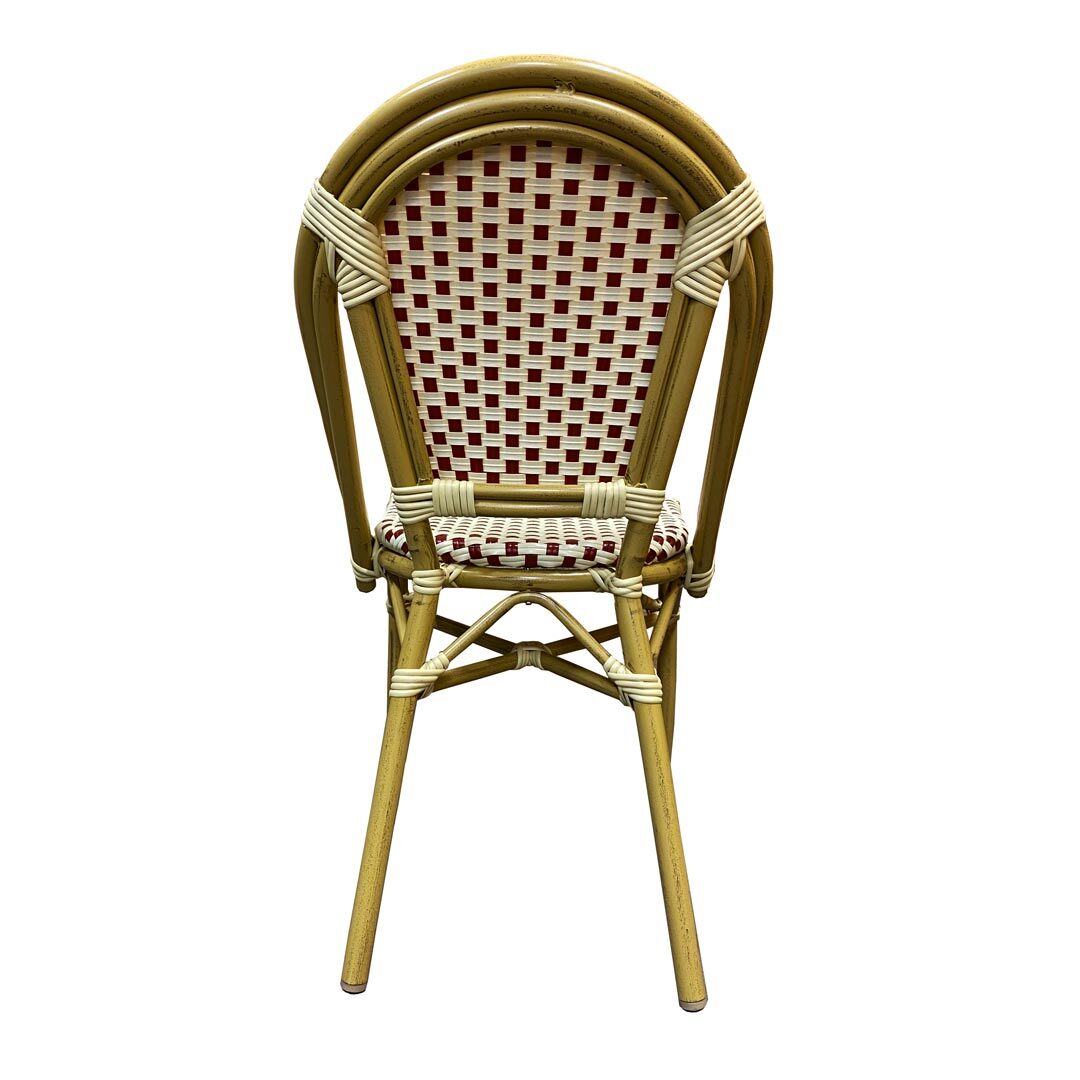 Paris Aluminium Rattan Outdoor Wicker Parisian Bistro Cafe Chair - Red