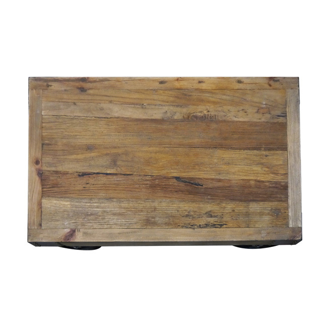 Coffee Table Rustic Industrial Timber Top Metal Wheels 1100mm Wide