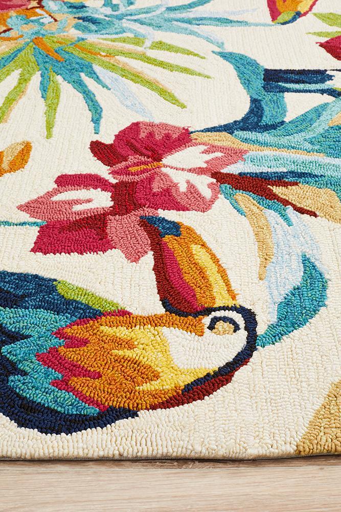 Rug Culture Toucan Tropical Indoor Outdoor Floor Area Rugs Cream COP