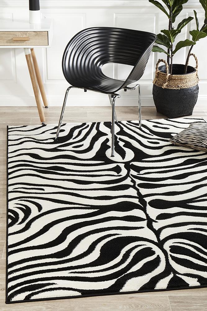 Rug Culture Stunning Zebra Pattern Flooring Rugs Area Carpet Black Off ...