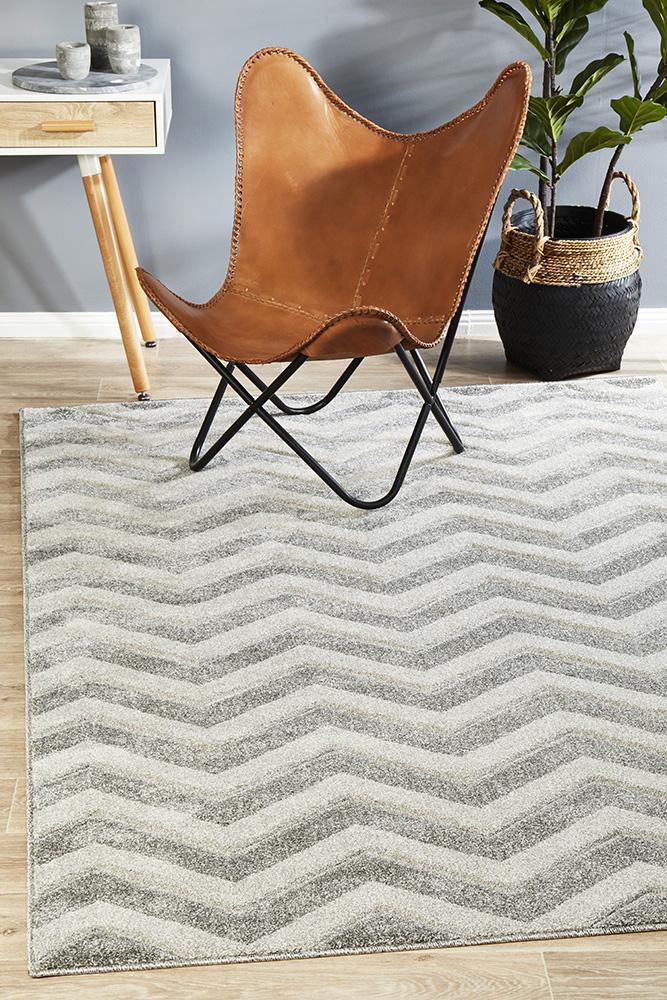 Rug Culture Modern Chevron Design Runner Silver 400x80cm