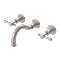 Lever Basin Bath Set 180mm Bathroom Tap Shepherds Crook Brushed Nickel Phoenix Tapware Nostalgia NS1127-40-1