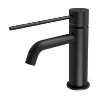 Basin Mixer Curved Outlet with Extended Lever Bathroom Tap Matte Black Phoenix Tapware VIVID Slimline 114-7701-10-1