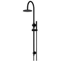 Meir Round Gooseneck Shower Set Single Function Hand Shower 200mm Rose Matte Black MZ0904-R