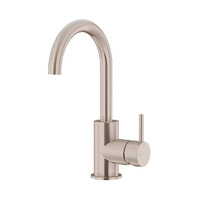 Meir Round Gooseneck Basin Mixer Tap with Cold Start Champagne MB17-CH