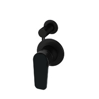 Meir Wall Mixer Diverter Round Paddle Handle Shower Bathroom Tap Matte Black MW07TSPD