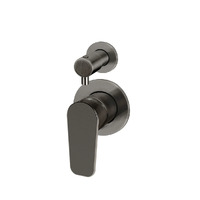 Meir Wall Mixer Diverter Round Paddle Handle Shower Bathroom Tap PVD Gunmetal MW07TSPD-PVDGM