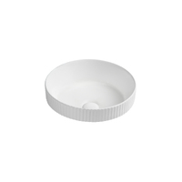 Seima Semi Insert Ceramic Basin Round Full Height Fluted 380mm Gloss White CLEO 380 192940