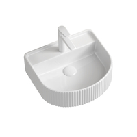 Seima Semi Insert Ceramic Basin D-Shaped Full Height Fluted 430mm x 350mm Gloss White CLEO 404 192945