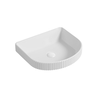 Seima Semi Insert Ceramic Basin D-Shaped Full Height Fluted 430mm x 380mm Gloss White CLEO 430 192948