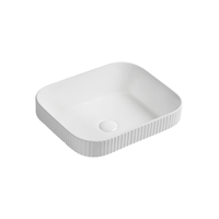 Seima Semi Insert Ceramic Basin Rectangular Full Height Fluted 450mm x 350mm Gloss White CLEO 450 192950