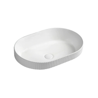 Seima Semi Insert Ceramic Basin Rectangular Full Height Fluted 550mm x 350mm Gloss White CLEO 550 192952