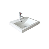 Seima Semi Insert Ceramic Basin 550mm x 460mm Rectangular Low Profile 1TH with Overflow Gloss White KYRA 016 191444