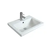 Seima Semi Insert Ceramic Basin 550mm x 430mm Rectangular Low Profile 1TH with Overflow Gloss White KYRA 024 191458