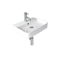 Seima Above Counter or Wall Ceramic Basin 545mm x 400mm Rectangular Fine Rim 3TH with Overflow Gloss White LIMNI 015 191443