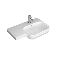 Seima Wall Basin Ceramic Basin 720mm x 450mm Left Shelf Rounded Rectangular 0TH with Overflow Gloss White LIMNI 720 192303