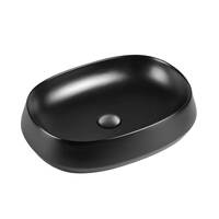 Seima Above Counter Ceramic Basin 500mm x 400mm Rounded Rectangular Matte Black LONI 540 192968