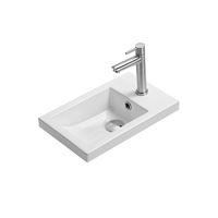 Seima Semi Insert Ceramic Basin 398mm x 245mm Rectangular Compact 0TH with Overflow Gloss White PLATI 245 191868