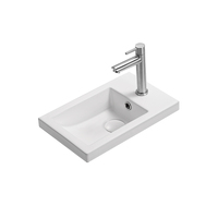 Seima Semi Insert Ceramic Basin 398mm x 245mm Rectangular Compact 1TH with Overflow Matte White PLATI 245 191869