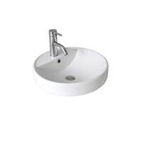 Seima Semi Insert Ceramic Basin 475mm x 475mm Classic Round 1TH with Overflow Gloss White SYROS 002 191429