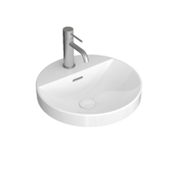 Seima Semi Insert Ceramic Basin 475mm x 475mm Classic Round 1TH with Overflow Gloss White SYROS 400 192635