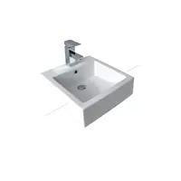 Seima Semi Recessed Ceramic Basin 440mm x 480mm Classic Squared 0TH with Overflow Gloss White KYRA 210 191481