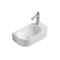 Seima Wall Mount Ceramic Basin 400mm x 215mm Rectangular 1TH on Right Gloss White ARKO 485 192749