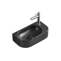 Seima Wall Mount Ceramic Basin 400mm x 215mm Rectangular 1TH on Right Matte Black ARKO 485 192751