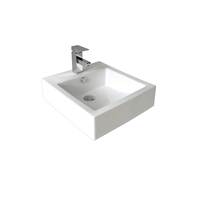 Seima Wall Mount or Above Counter Ceramic Basin 443mm x 480mm Rectangular 0TH with Overflow Gloss White KYRA 010 191438