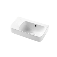 Seima Wall Mount or Above Counter Ceramic Basin 450mm x 260mm Rectangular Fine Rim 0TH with Overflow Gloss White LIMNI 260 191138