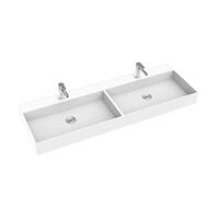 Seima Above Counter Marstone Solid Surface Basin 1205mm x 405mm Double Bowl Rectangular with Overflow 1TH Matte White TAVI 1206 191149