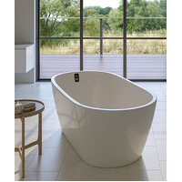 Seima Freestanding 1700 Bath Tub in Gloss White Sanitary Grade Acrylic FlexiWaste Bath Kit in Brushed Nickel Overflow + Pop-up Waste ARKO 120 192822