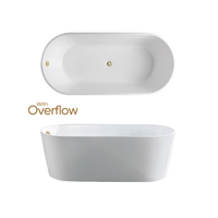 Seima Freestanding 1500 Bathtub Sanitary Grade Acrylic FlexiWaste Bath Tub Installn Kit in Gloss White with Brushed Nickel OF + Waste LIMNI 101 192801