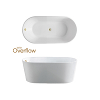 Seima Freestanding 1500 Bath Tub in Gloss White Sanitary Grade Acrylic Incl FlexiWaste Kit in Brushed Gold LIMNI 101 192803