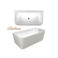 Seima Back To Wall 1500 Bathtub in Gloss White Sanitary Grade Acrylic FlexiWaste Bath Tub Installn Kit in Brushed Nickel PLATI 130 192857