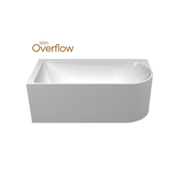 Seima Left Corner Bath 1500mm FlexiWaste Bath Installn Kit in Gloss White Sanitary Grade Acrylic with Chrome Pop-up waste + Overflow PLATI 110 192842