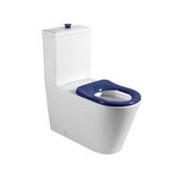 Seima Wall Faced Ceramic Toilet Suite 800mm Accessible Compliant 75-280 Setout S or P Trap Back and Bottom Entry with Blue Seat MODIA CARE WF 191856