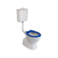 Seima Care Select Link Ceramic Toilet Suite 800mm Accessible Compliant Clean Flush 300 Setout S Trap Bottom Entry with Blue Seat CHIOS CARE 192110