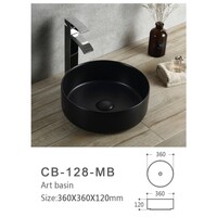 Sunny Group Ceramic Basin Above Counter Round Matt Black CB-128-MB