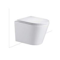 Seima Wall Hung Toilet Pan White Vitreous China Clean Flush P Trap Flat Soft Close Seat with SS Hinges MODIA WH 191166