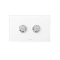 Seima Series 200 Toilet Flush Buttons Round 232 x 148mm In-Wall Flush Plates White Glass FLUSH PLATE 200 191797