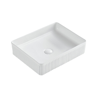 Seima Above Counter Basin Fluted Ceramic 500mm x 360mm Oval Bathroom Vanity Matte White Cleo 501