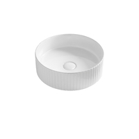 Seima Above Counter Basin Fluted Ceramic 360 x 360mm Round Bathroom Vanity Gloss White Cleo 360 192938