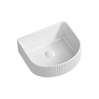 Seima Above Counter Basin Fluted Ceramic 400 x 350mm D Shape Bathroom Vanity Gloss White Cleo 402 192942